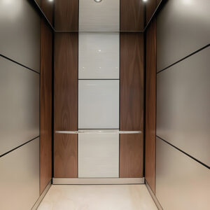 Sleek elevator cabin M-C02 with glass panel accents