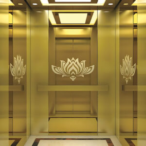 Premium elevator cabin M-C03 featuring wood veneer interior