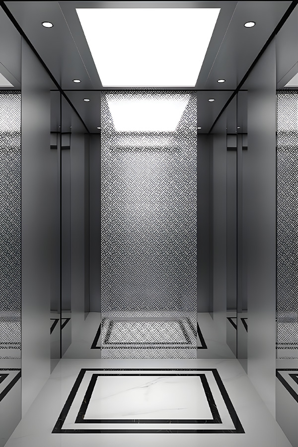 Elevator cabin M-C06 with brushed metal finish