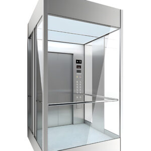 Elevator cabin M-C13 with stainless steel and glass combination