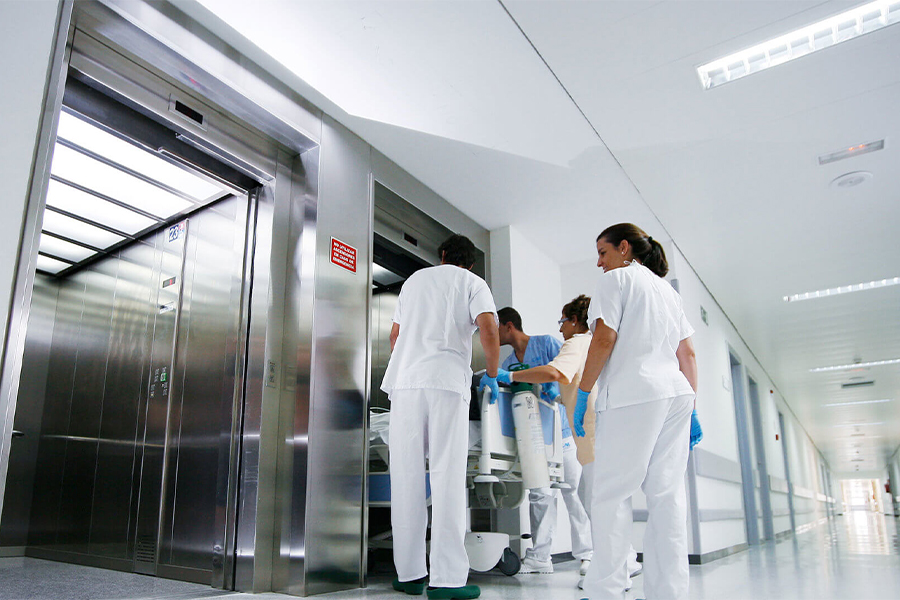 Efficient and hygienic Hospital Elevator by MKS, featuring spacious cabins and optimized speed for medical environments.